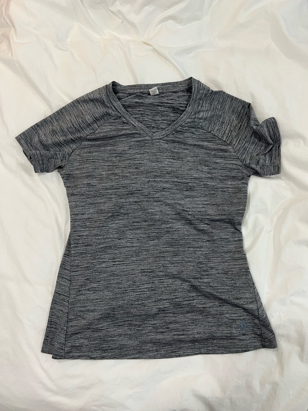 Adidas Heather Gray V-Neck Active Tee - Women